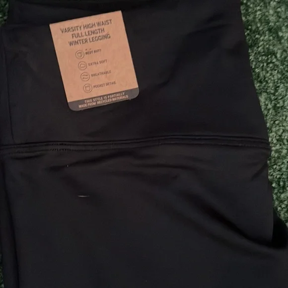 2 NWT PINK HIGH WAIST FULL LENGTH WINTER LEGGING, M, solid black & gray/white - Picture 5 of 5